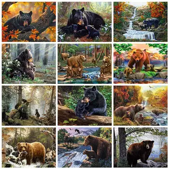 NIANHUA Diamond Maľovanie Medveď 5D DIY Plné Námestie Diamond Výšivky Zvieratá Cross Stitch Drahokamu Obrázky Domova