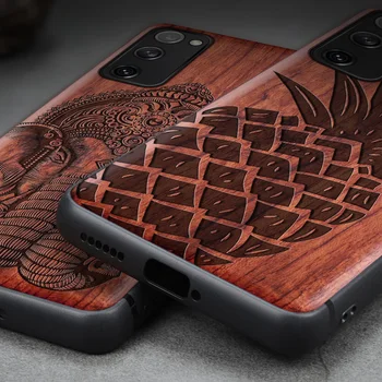 Elewood Pre Samsung Galaxy S20 FE Skutočného Dreva Tenké Prípadoch, Príslušenstvo, Mäkký Okraj Shell 3D Vyrezávané Drevené Luxusné Ochranné Telefón Trupu