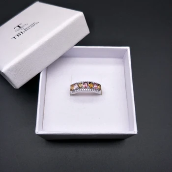 TBJ,prírodný drahokam fancy farebné turmalín Krúžky elegantný klasický dizajn 925 sterling silver šperky pre ženy s šperky box