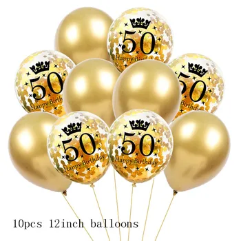 Narodeninová Párty Dekorácie Pre Dospelých 30 40 50 Rokov Happy Birthday Balón Číslo Koruny Konfety Baloons Narodeninovej Party Dekor Ballon