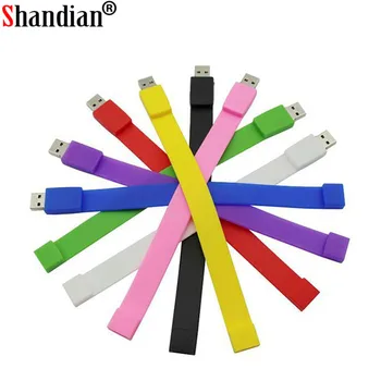 SHANDIAN Silikónový Náramok Zápästie Band 4 GB 8 GB 16 GB 32 GB, 64 GB USB 2.0 USB Flash Disk Pero Jednotka Držať U Diskov Pendrives