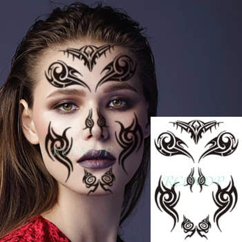 Nepremokavé Dočasné Tetovanie Nálepky Tribal Totem Na Maoris Tvár Creative Design Pattern Flash Tatto Falošné Tetovanie pre Ženy Muži