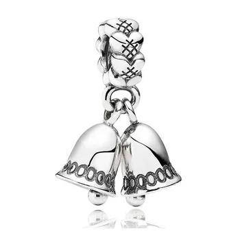 Pôvodné 925 Sterling Silver Kúzlo Vintage Vianočné Zvony Prívesok Perličiek Fit Pandora Náramok DIY Šperky