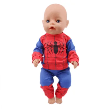 2 Ks/set Spider Pyžamo Superheros Bábiky Oblečenie Pre 43 cm New Born Baby&18-palcové American Doll Dievčatá a Nový Logan Chlapec Detské Oblečenie