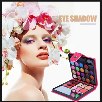 32 Farby Očné tiene Červenať Paletu Profesionálny Vodotesný Sweatproof Odolné Eyeshadow Set s make-up Štetec Nastaviť Nástroj