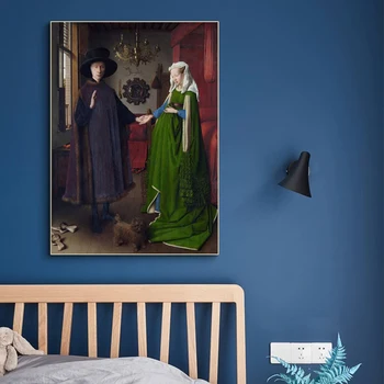 Van Eyck Arnolfini Plátne Obrazy Svadobný Portrét Plagáty a Slávny Tlač Wall Art Obrázky pre Obývacia Izba Domáce Dekorácie