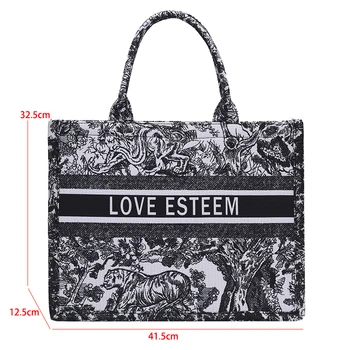 Žakárové Výšivky Tote Bag Luxusné Dizajnér Kabelky Tašky pre Ženy 2022 Značky Shopper Taška Pláži Taška cez Rameno Veľké Ruky Tašku