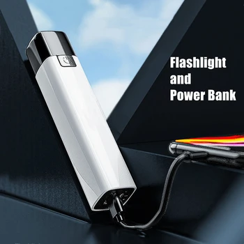 Prenosný Mini Power Bank Výkonný USB Nabíjateľná LED Baterka Taktické Pochodeň vstavanej Batérie Vodotesné Svietidlo Svetlé Svietidla