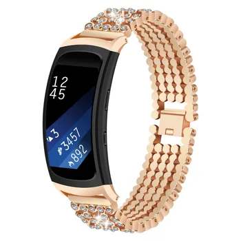 Pre Samsung Výstroj Fit 2 Fit2 PRO SM-R360 hodinkám Príslušenstvo Crystal Drahokamu Diamond Nehrdzavejúcej Ocele, Kovové remienky